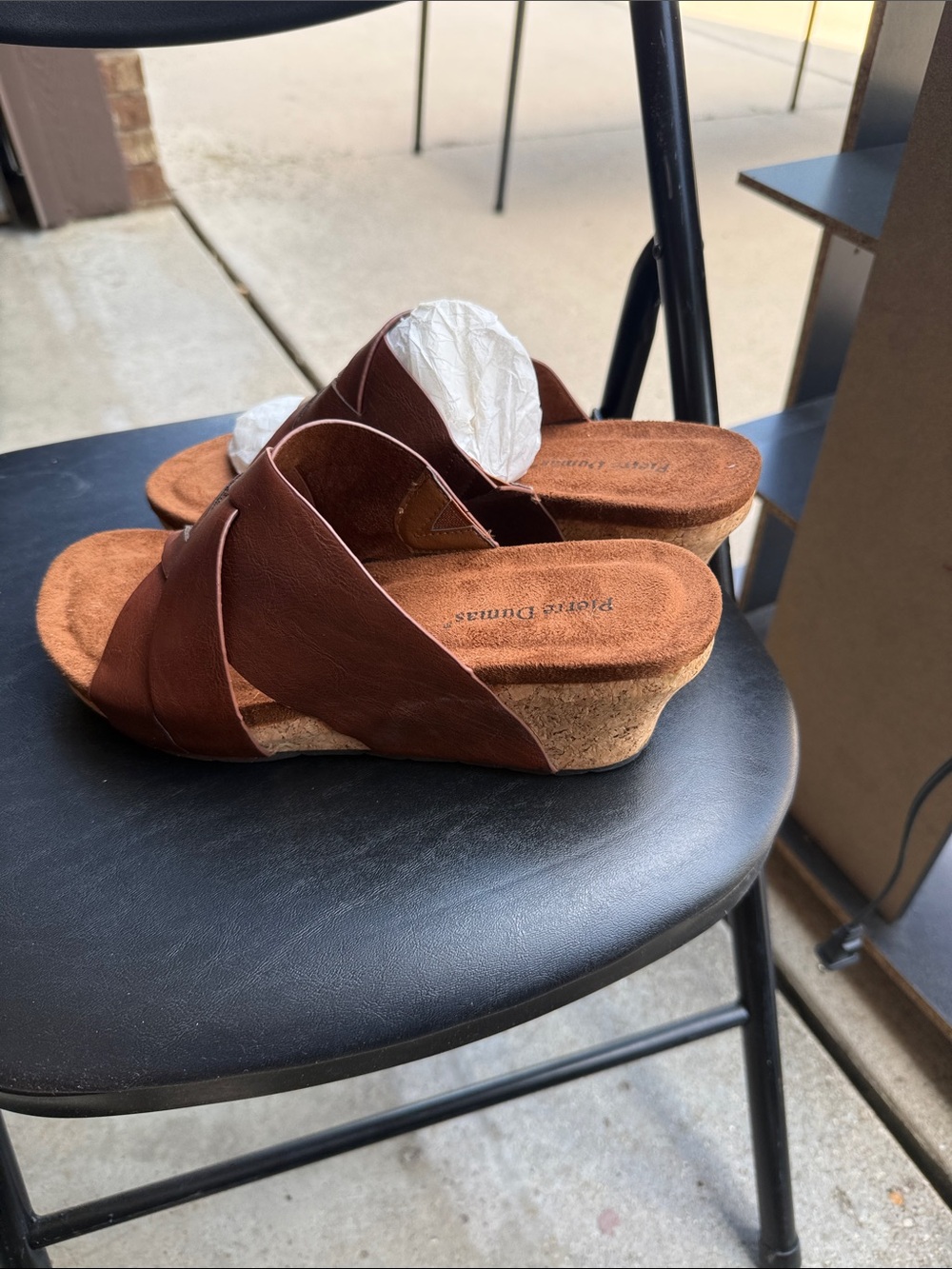 Pierre Dumas Brown Crisscross Slide Sandals - Picture 3 of 5